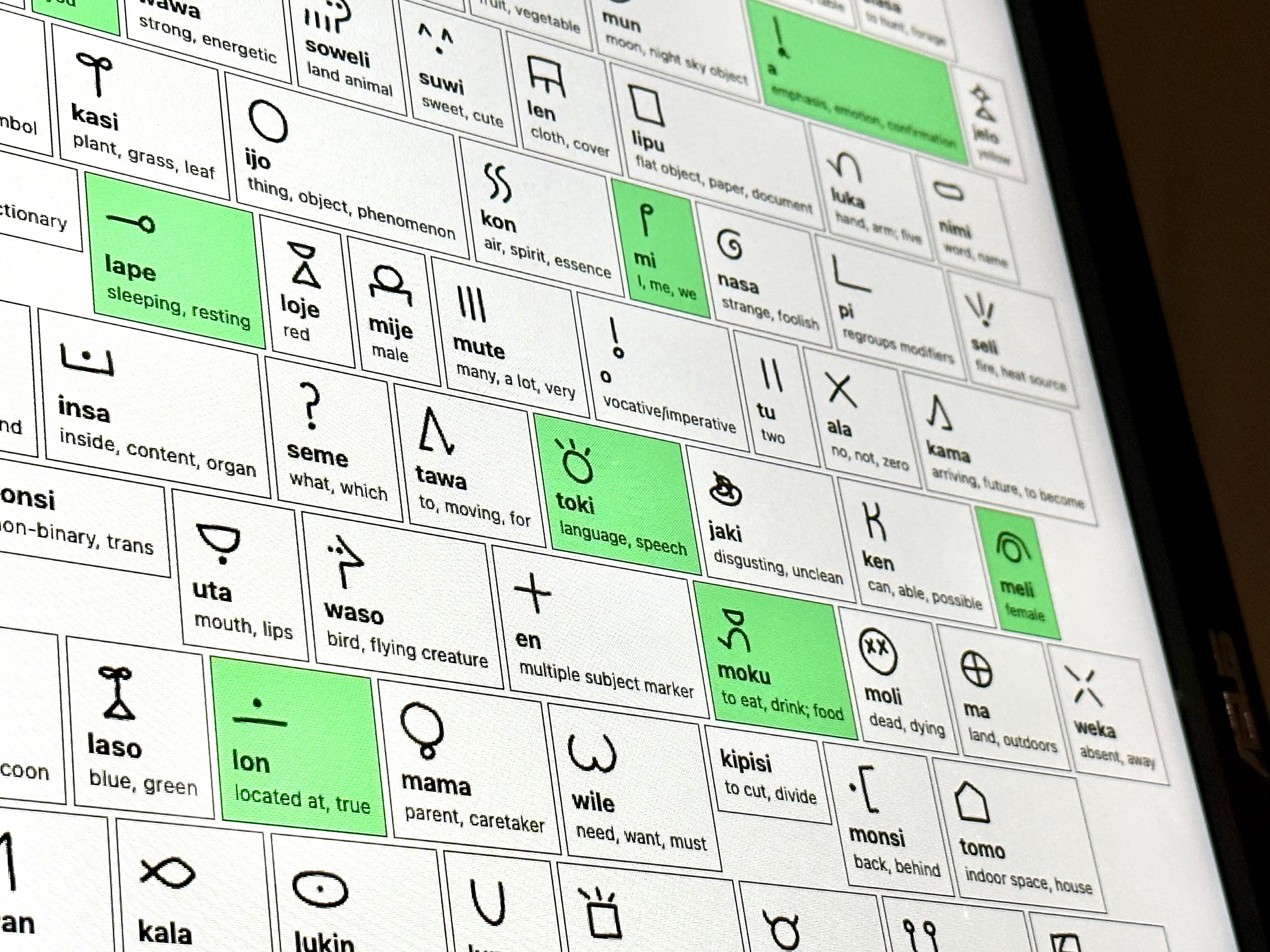 Text on a screen